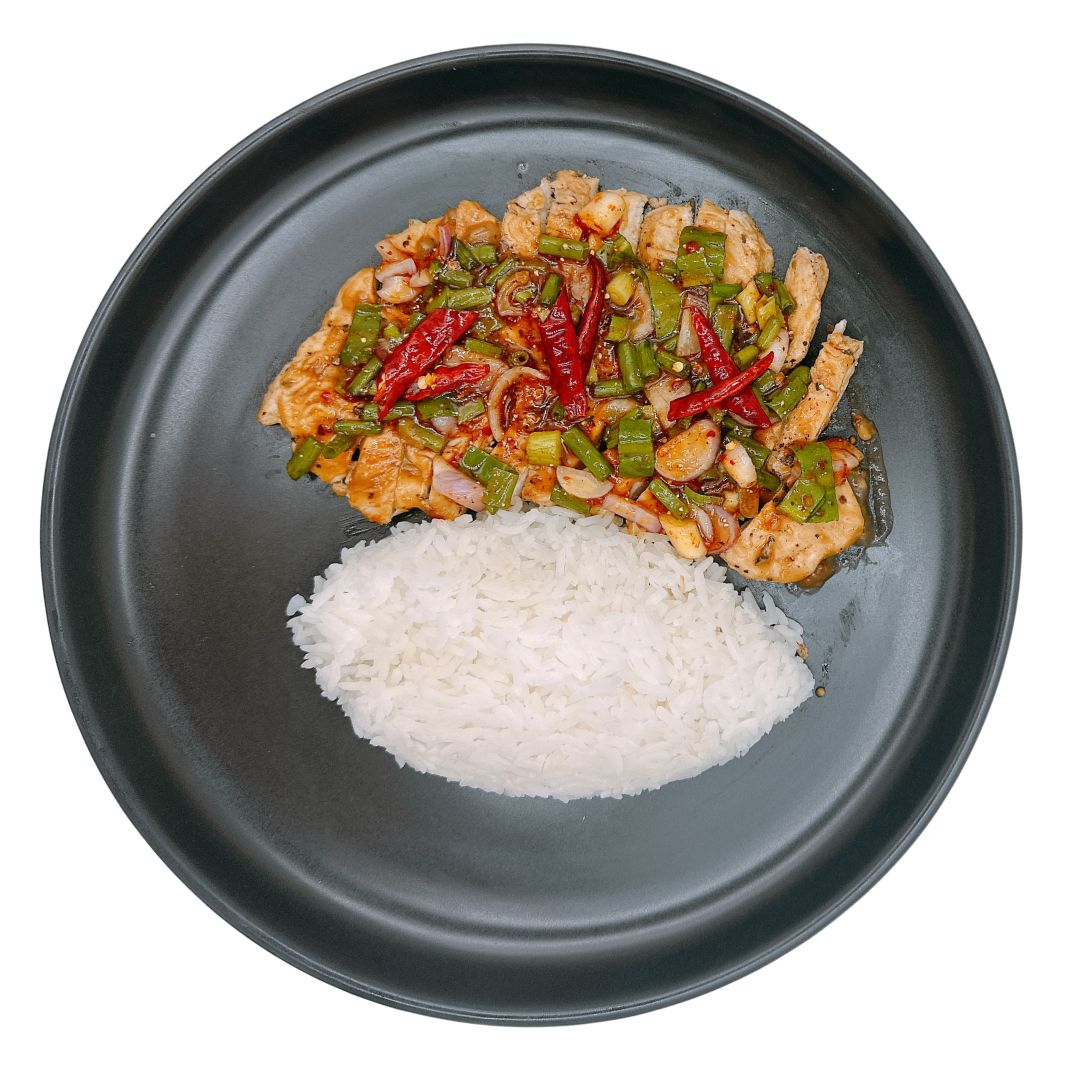ข้าวหน้าสเต็กไก่ย่างน้ำตก